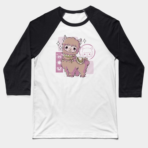 Cute Alpaca Baseball T-Shirt by xMorfina